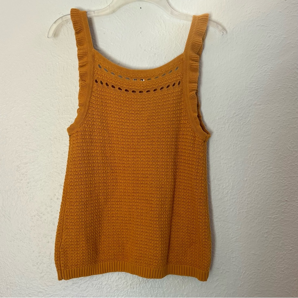 J Crew ruffle trim crochet sweater tank deep yellow - Picture 7 of 8
